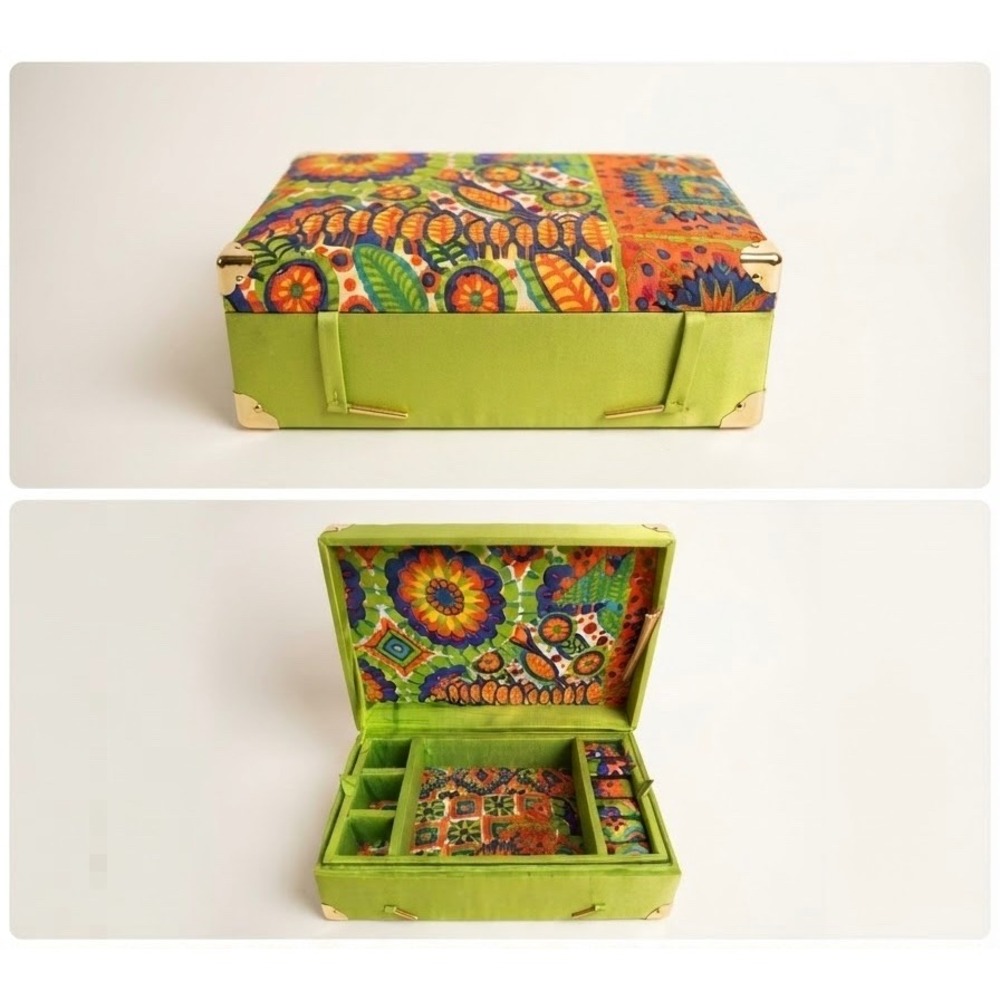 Vintage Psychedelic Mod Floral Jewelry Box Retro Mid Century Organizer 60s/70s